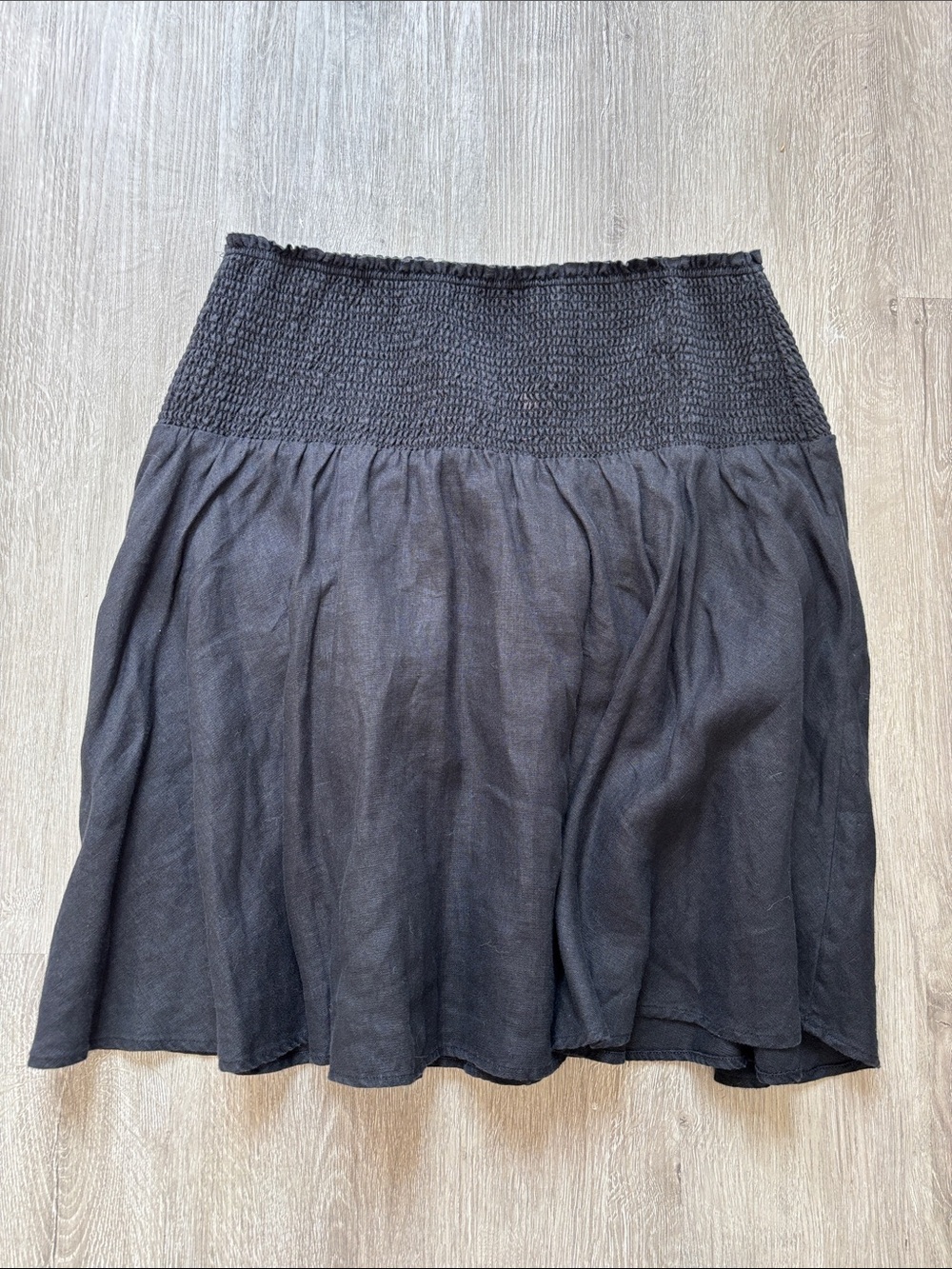 J. Crew Black Smocked-Waist Skater Skirt